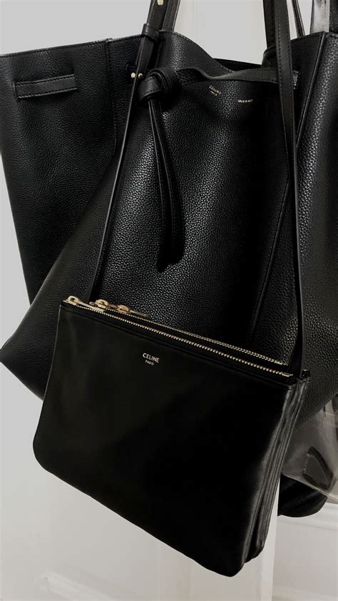 celine trio bag large black|Celine trio bag review.